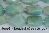 CNG7136 6*10mm - 10*14mm faceted nuggets Brazilian amazonite beads