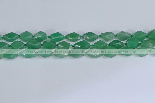 CNG7137 6*10mm - 10*14mm faceted nuggets green aventurine beads