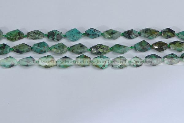 CNG7138 6*10mm - 10*14mm faceted nuggets African turquoise beads