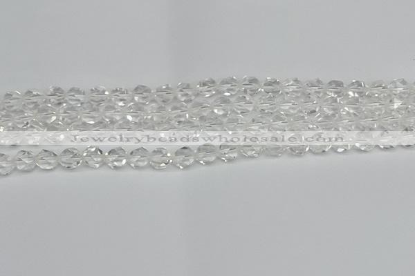 CNG7210 15.5 inches 6mm faceted nuggets white crystal beads