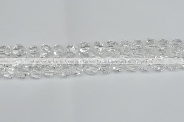 CNG7212 15.5 inches 10mm faceted nuggets white crystal beads