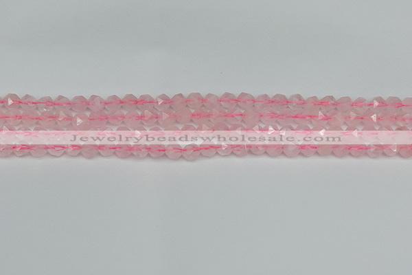 CNG7225 15.5 inches 6mm faceted nuggets rose quartz beads