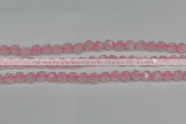 CNG7226 15.5 inches 8mm faceted nuggets rose quartz beads