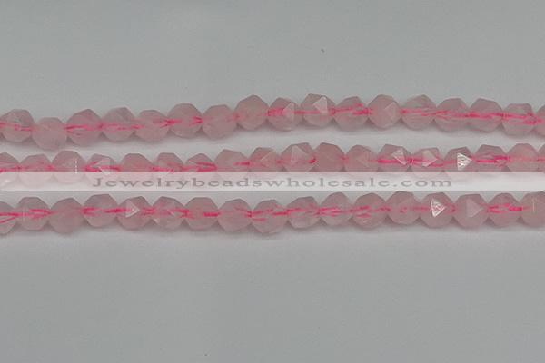 CNG7227 15.5 inches 10mm faceted nuggets rose quartz beads