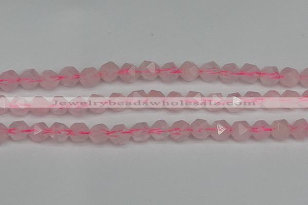 CNG7228 15.5 inches 12mm faceted nuggets rose quartz beads