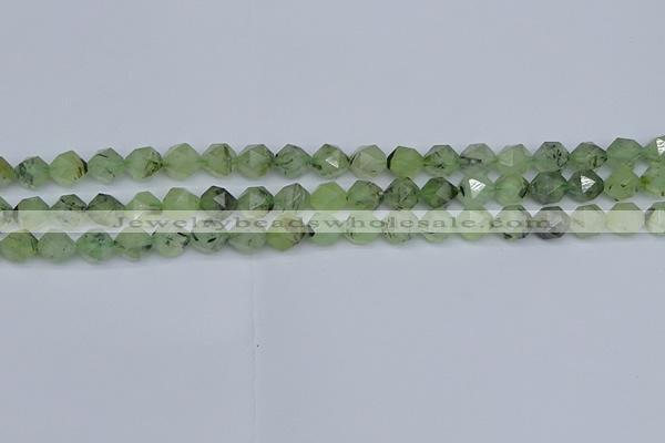 CNG7240 15.5 inches 6mm faceted nuggets green rutilated quartz beads