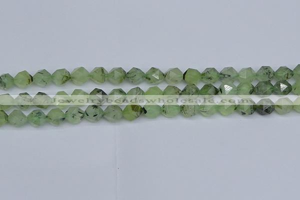 CNG7241 15.5 inches 8mm faceted nuggets green rutilated quartz beads