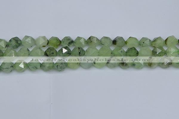 CNG7242 15.5 inches 10mm faceted nuggets green rutilated quartz beads