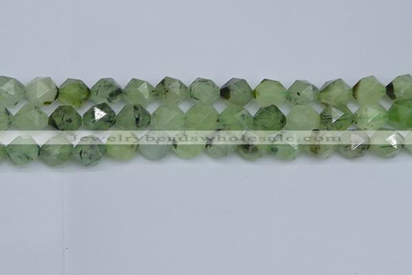 CNG7243 15.5 inches 12mm faceted nuggets green rutilated quartz beads