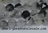 CNG7245 15.5 inches 6mm faceted nuggets black rutilated quartz beads