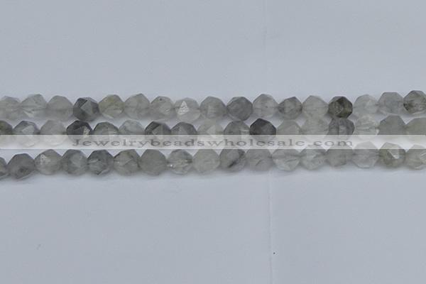 CNG7251 15.5 inches 8mm faceted nuggets cloudy quartz beads