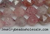 CNG7256 15.5 inches 8mm faceted nuggets strawberry quartz beads