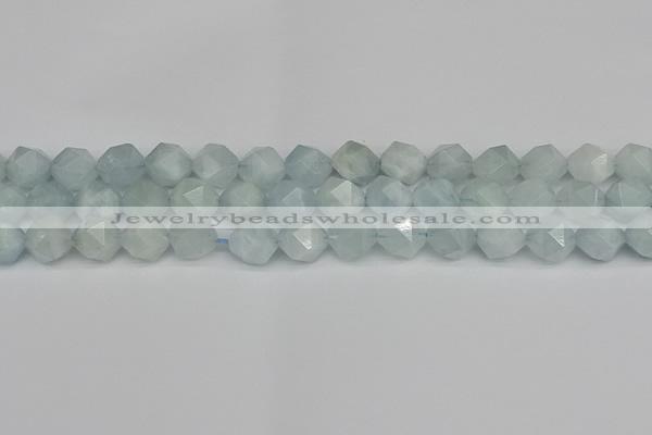 CNG7262 15.5 inches 10mm faceted nuggets aquamarine beads