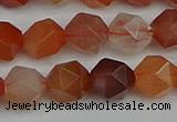 CNG7282 15.5 inches 10mm faceted nuggets red rabbit hair quartz beads