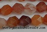 CNG7283 15.5 inches 12mm faceted nuggets red rabbit hair quartz beads