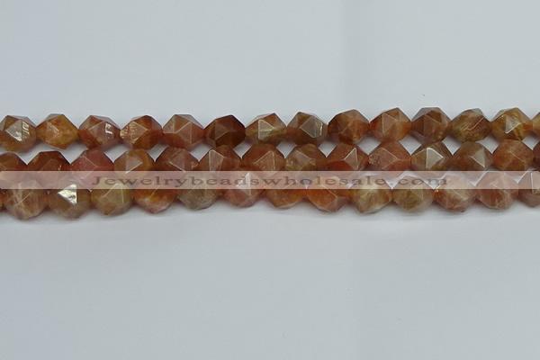 CNG7297 15.5 inches 10mm faceted nuggets sunstone beads