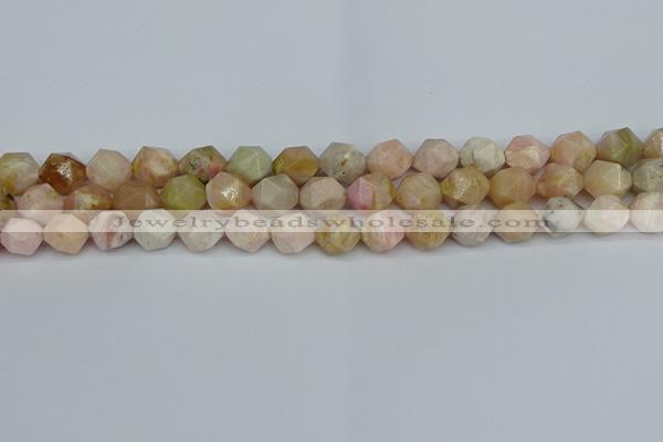 CNG7301 15.5 inches 8mm faceted nuggets pink opal gemstone beads