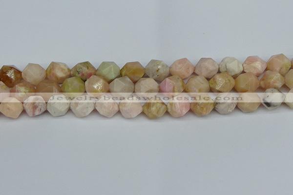 CNG7303 15.5 inches 12mm faceted nuggets pink opal gemstone beads