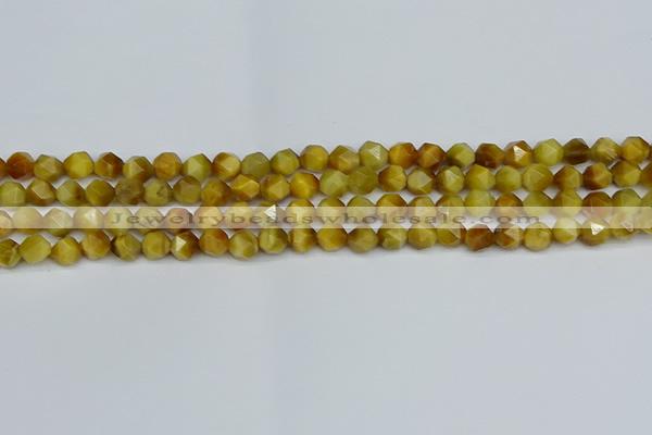 CNG7305 15.5 inches 6mm faceted nuggets golden tiger eye beads