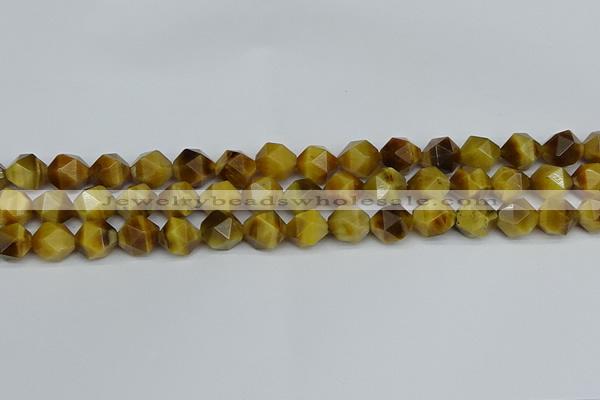 CNG7307 15.5 inches 10mm faceted nuggets golden tiger eye beads