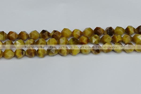 CNG7308 15.5 inches 12mm faceted nuggets golden tiger eye beads