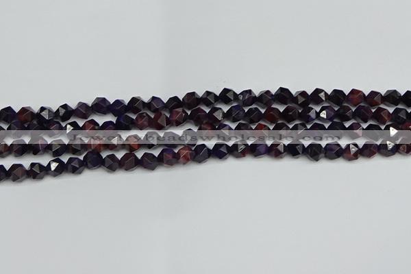 CNG7315 15.5 inches 6mm faceted nuggets purple tiger eye beads