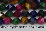 CNG7330 15.5 inches 6mm faceted nuggets mixed tiger eye beads