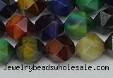 CNG7332 15.5 inches 10mm faceted nuggets mixed tiger eye beads