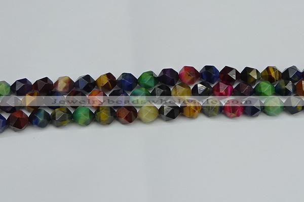 CNG7332 15.5 inches 10mm faceted nuggets mixed tiger eye beads