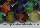 CNG7333 15.5 inches 12mm faceted nuggets mixed tiger eye beads