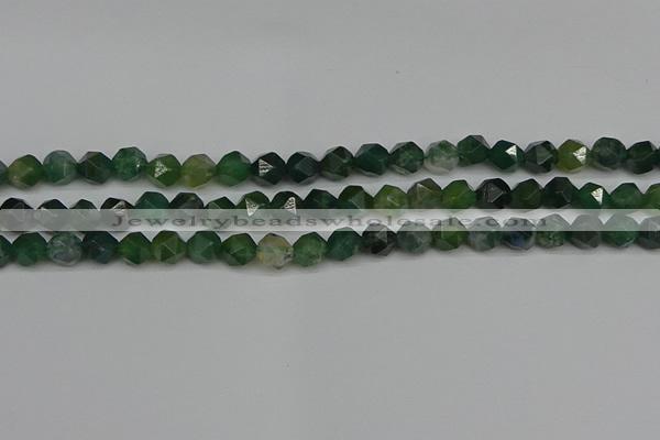 CNG7336 15.5 inches 8mm faceted nuggets moss agate beads