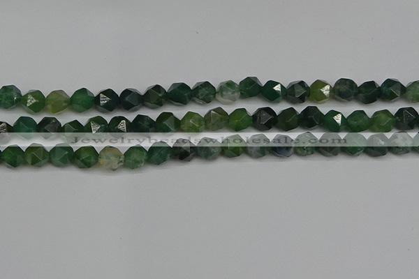 CNG7337 15.5 inches 10mm faceted nuggets moss agate beads