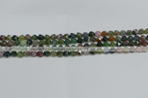 CNG7340 15.5 inches 6mm faceted nuggets Indian agate beads