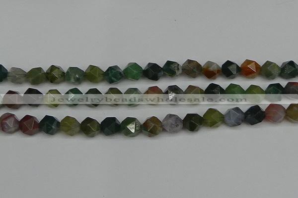 CNG7342 15.5 inches 10mm faceted nuggets Indian agate beads