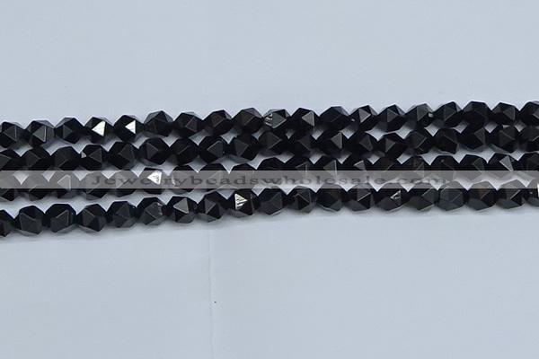 CNG7351 15.5 inches 8mm faceted nuggets Black agate beads