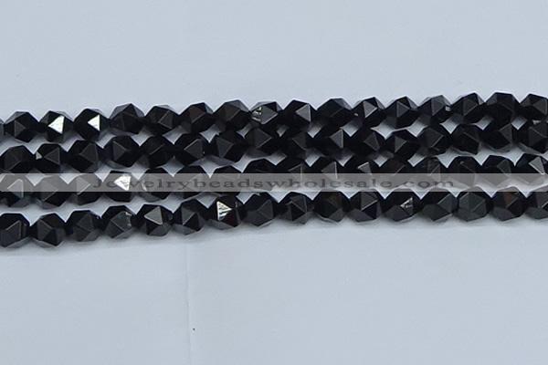 CNG7353 15.5 inches 12mm faceted nuggets Black agate beads