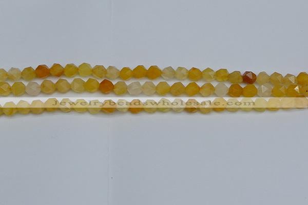 CNG7355 15.5 inches 6mm faceted nuggets yellow jade beads