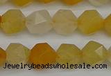 CNG7356 15.5 inches 8mm faceted nuggets yellow jade beads