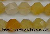 CNG7357 15.5 inches 10mm faceted nuggets yellow jade beads