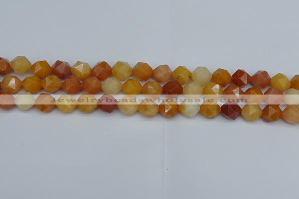 CNG7361 15.5 inches 8mm faceted nuggets yellow jade beads