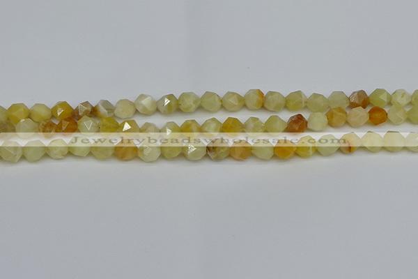 CNG7365 15.5 inches 6mm faceted nuggets yellow opal beads