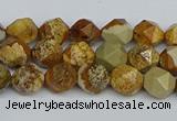 CNG7375 15.5 inches 6mm faceted nuggets picture jasper beads