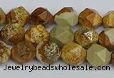 CNG7376 15.5 inches 8mm faceted nuggets picture jasper beads