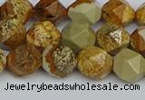 CNG7377 15.5 inches 10mm faceted nuggets picture jasper beads