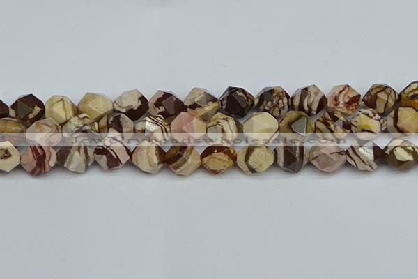 CNG7383 15.5 inches 12mm faceted nuggets zebra jasper beads