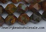 CNG7391 15.5 inches 8mm faceted nuggets green opal beads