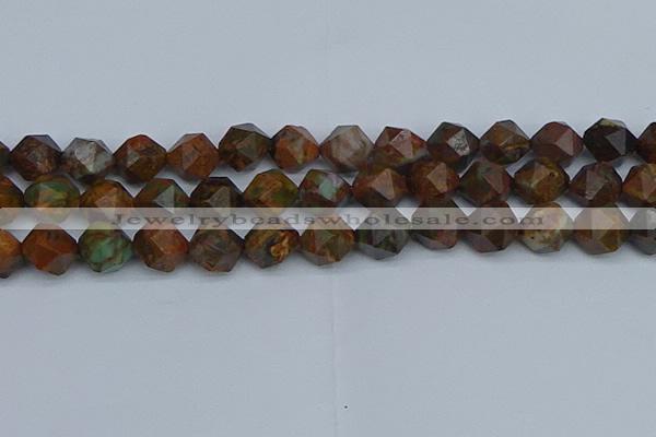 CNG7393 15.5 inches 12mm faceted nuggets green opal beads