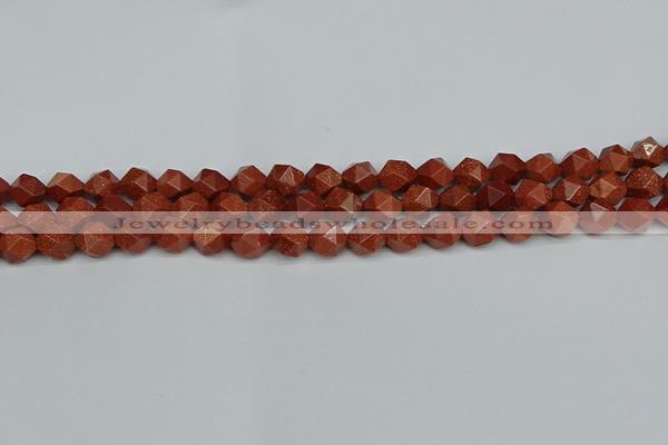 CNG7401 15.5 inches 8mm faceted nuggets goldstone beads