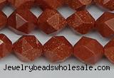 CNG7402 15.5 inches 10mm faceted nuggets goldstone beads