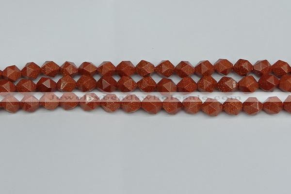 CNG7402 15.5 inches 10mm faceted nuggets goldstone beads